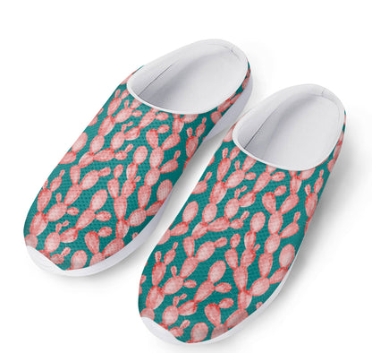 Pink Cactus Pattern Print Mesh Casual Shoes
