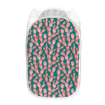 Pink Cactus Pattern Print Mesh Laundry Hamper