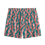 Pink Cactus Pattern Print Mesh Shorts