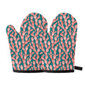 Pink Cactus Pattern Print Oven Mitts