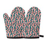 Pink Cactus Pattern Print Oven Mitts
