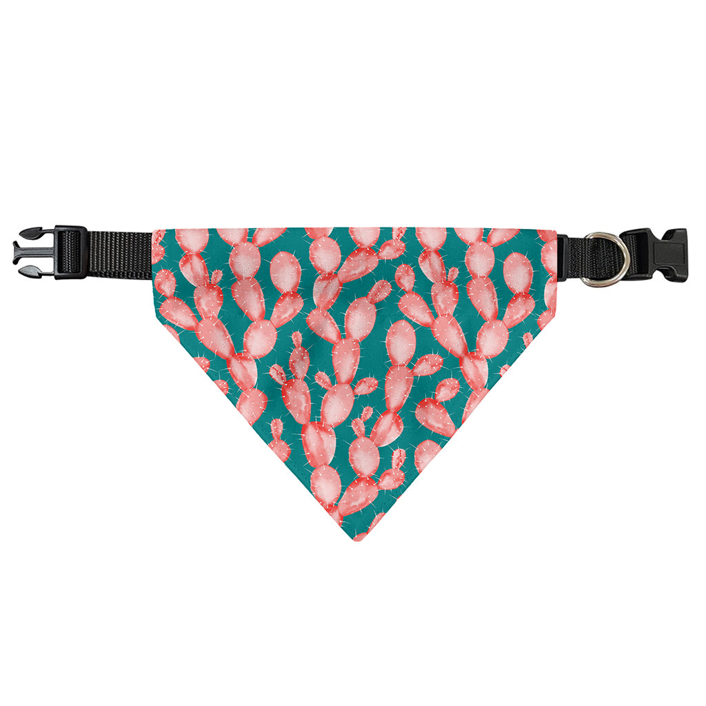 Pink Cactus Pattern Print Over The Collar Dog Bandana