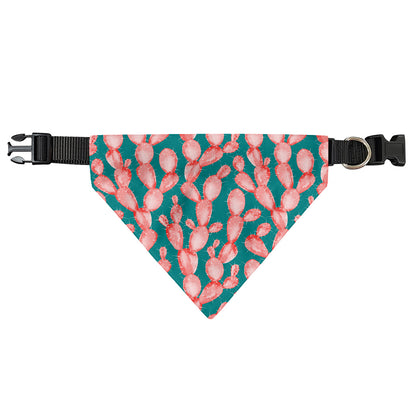 Pink Cactus Pattern Print Over The Collar Dog Bandana