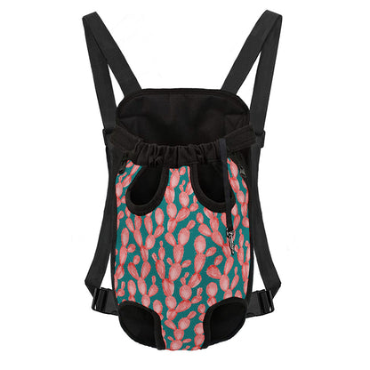 Pink Cactus Pattern Print Pet Carrier Backpack
