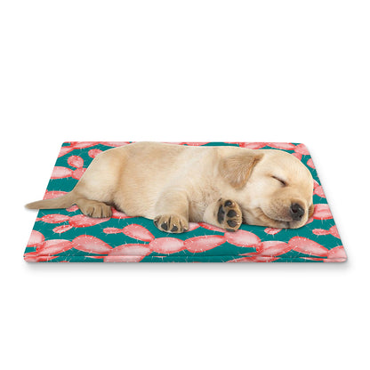 Pink Cactus Pattern Print Pet Cooling Mat Cover