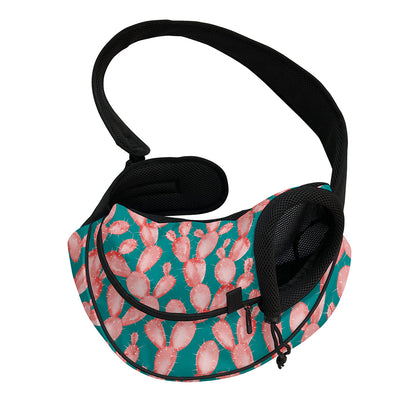Pink Cactus Pattern Print Pet Sling Carrier