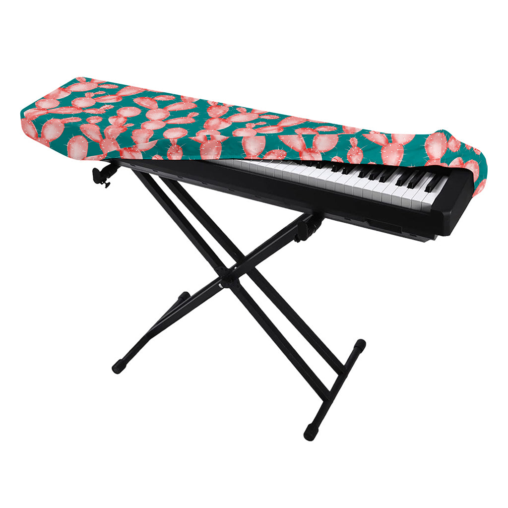 Pink Cactus Pattern Print Piano Keyboard Cover