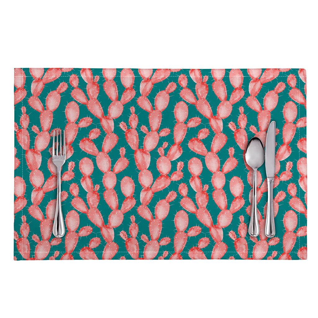 Pink Cactus Pattern Print Placemat