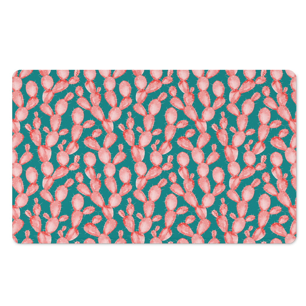 Pink Cactus Pattern Print Polyester Doormat