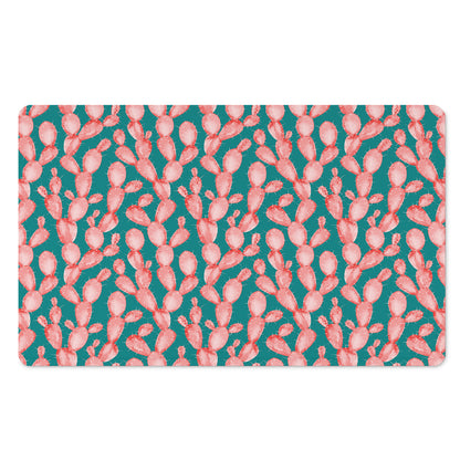 Pink Cactus Pattern Print Polyester Doormat