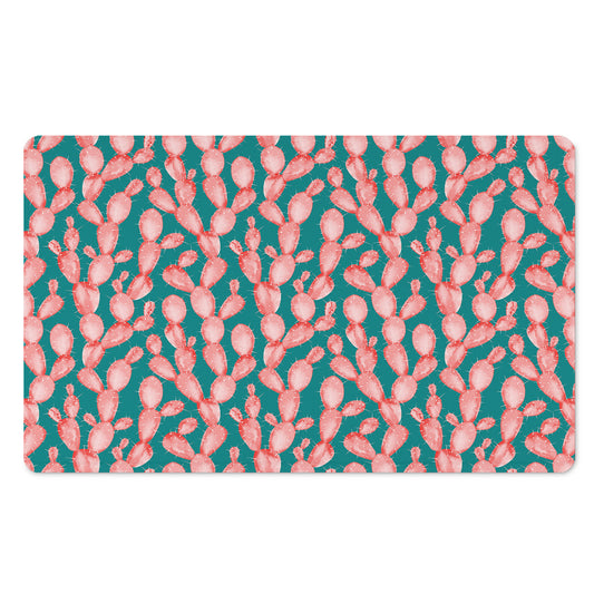Pink Cactus Pattern Print Polyester Doormat