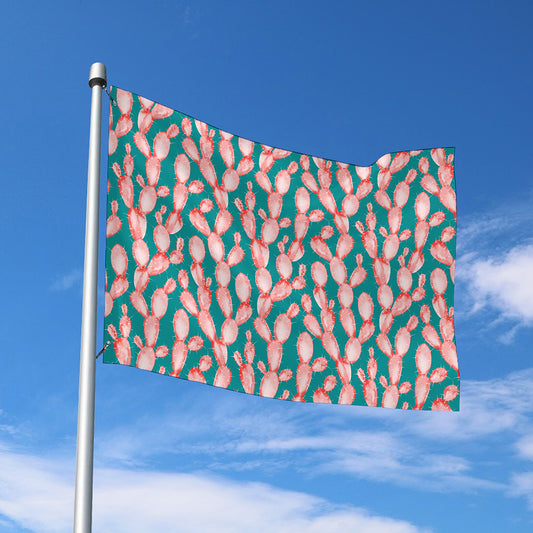 Pink Cactus Pattern Print Polyester Flag