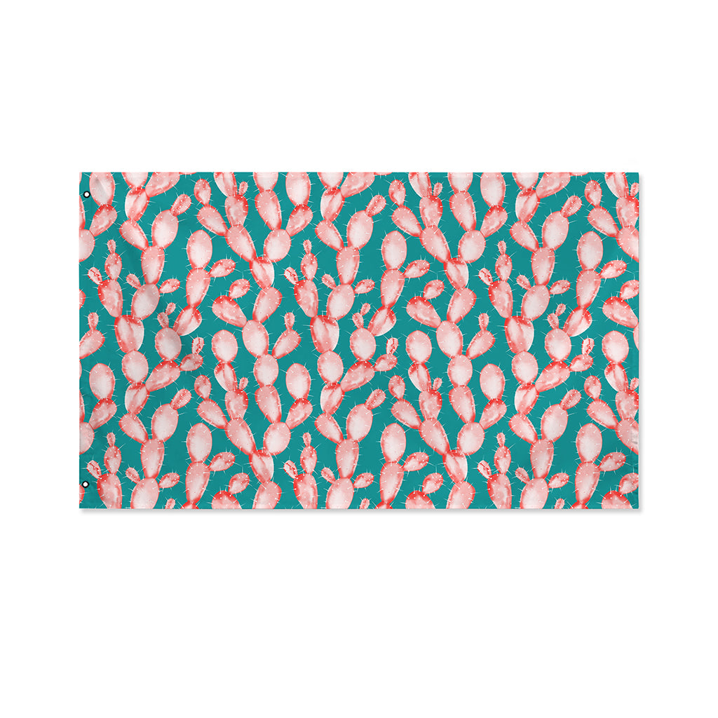 Pink Cactus Pattern Print Polyester Flag