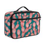 Pink Cactus Pattern Print Portable Lunch Bag
