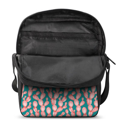 Pink Cactus Pattern Print Rectangular Crossbody Bag