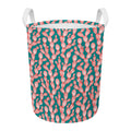 Pink Cactus Pattern Print Round Laundry Basket
