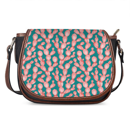 Pink Cactus Pattern Print Saddle Bag