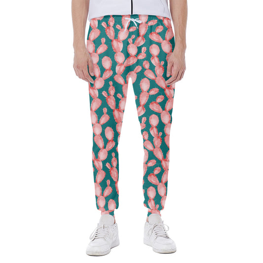 Pink Cactus Pattern Print Scuba Joggers