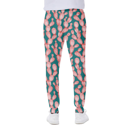 Pink Cactus Pattern Print Scuba Joggers