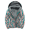 Pink Cactus Pattern Print Sherpa Lined Zip Up Hoodie