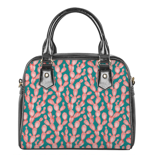 Pink Cactus Pattern Print Shoulder Handbag