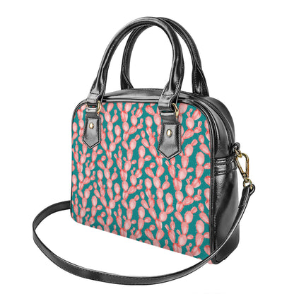 Pink Cactus Pattern Print Shoulder Handbag