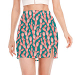 Pink Cactus Pattern Print Side Slit Mini Skirt