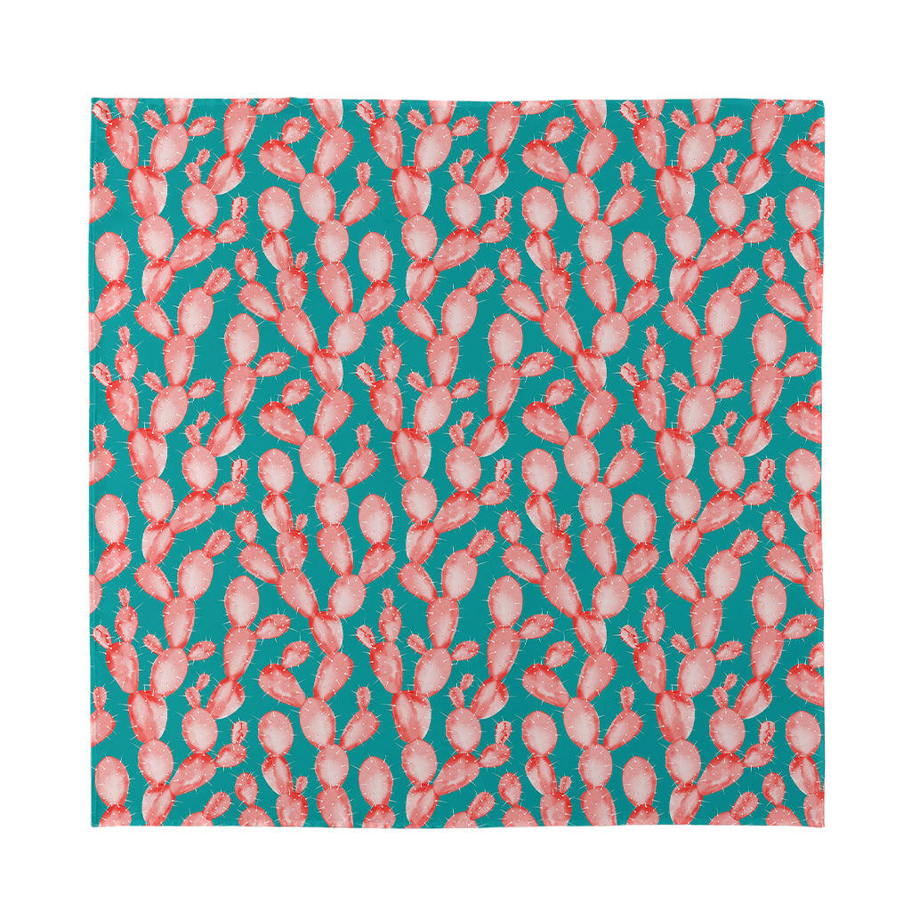 Pink Cactus Pattern Print Silk Bandana