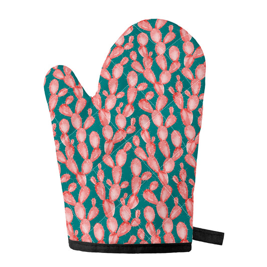 Pink Cactus Pattern Print Single Oven Mitt