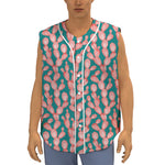 Pink Cactus Pattern Print Sleeveless Baseball Jersey