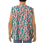 Pink Cactus Pattern Print Sleeveless Baseball Jersey