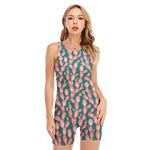 Pink Cactus Pattern Print Sleeveless One Piece Swimsuit