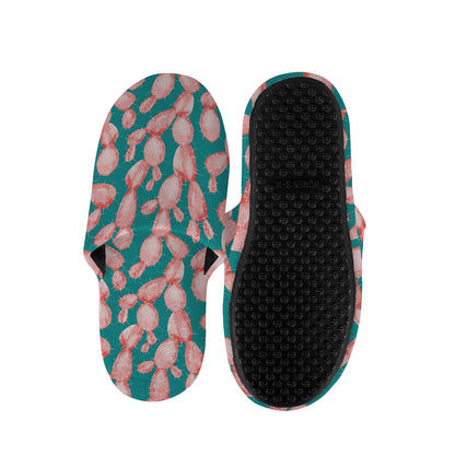 Pink Cactus Pattern Print Slippers
