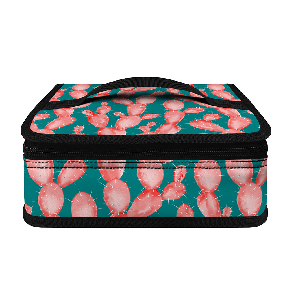 Pink Cactus Pattern Print Small Lunch Bag