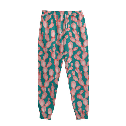 Pink Cactus Pattern Print Sweatpants