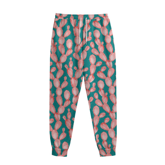 Pink Cactus Pattern Print Sweatpants