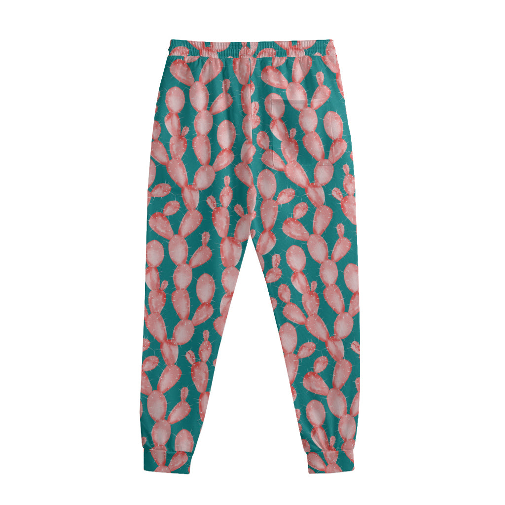 Pink Cactus Pattern Print Sweatpants