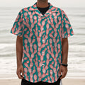 Pink Cactus Pattern Print Textured Short Sleeve Shirt