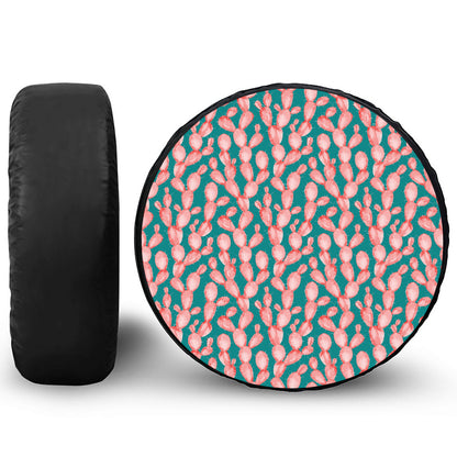 Pink Cactus Pattern Print Tire Cover