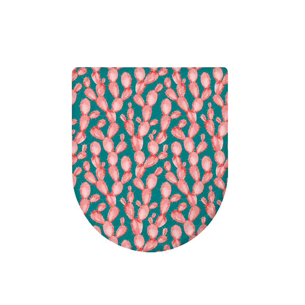 Pink Cactus Pattern Print Toilet Lid Cover