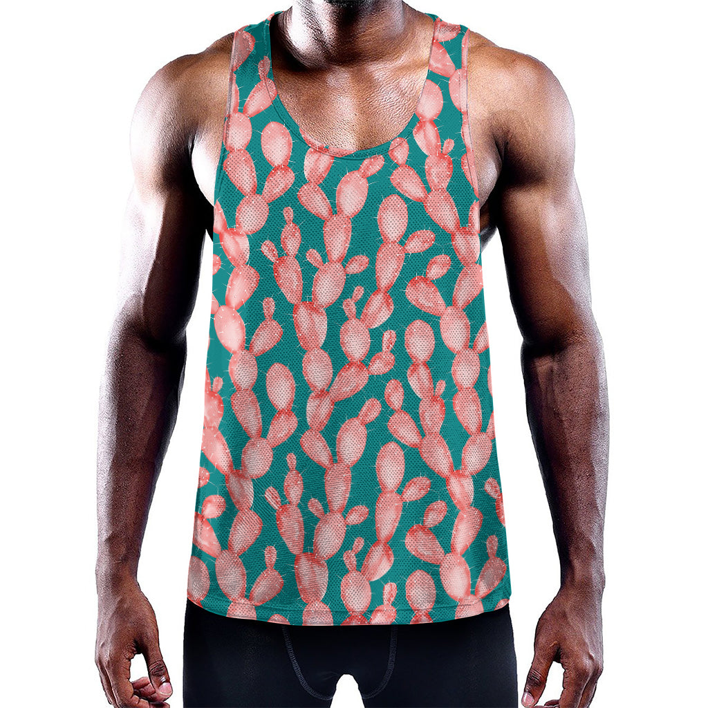 Pink Cactus Pattern Print Training Tank Top
