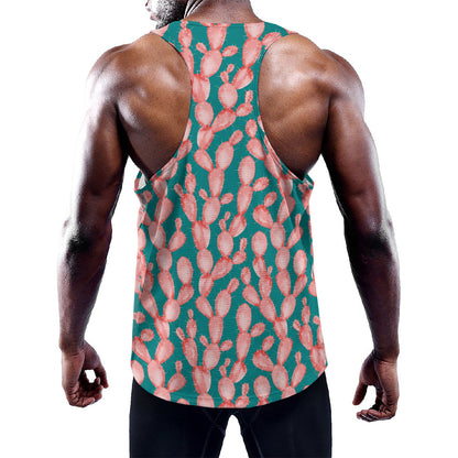 Pink Cactus Pattern Print Training Tank Top