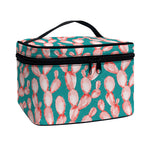 Pink Cactus Pattern Print Travel Makeup Bag