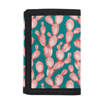 Pink Cactus Pattern Print Trifold Wallet