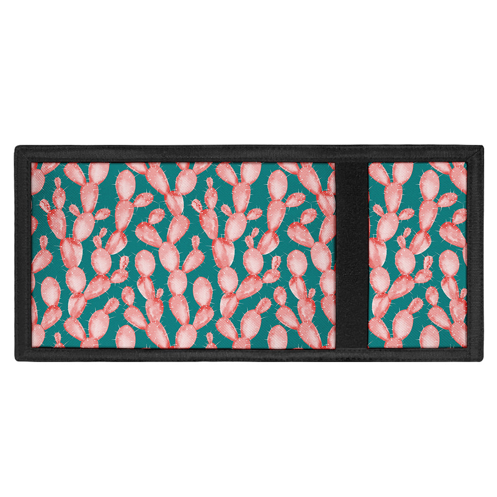 Pink Cactus Pattern Print Trifold Wallet