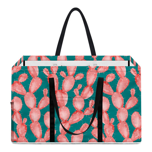 Pink Cactus Pattern Print Utility Tote Bag