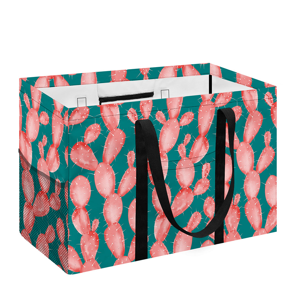 Pink Cactus Pattern Print Utility Tote Bag