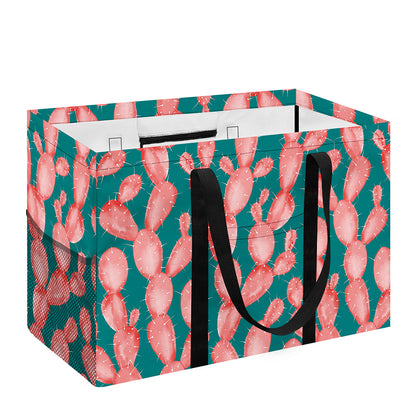 Pink Cactus Pattern Print Utility Tote Bag
