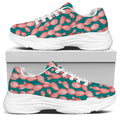 Pink Cactus Pattern Print White Chunky Shoes