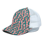 Pink Cactus Pattern Print White Mesh Trucker Cap